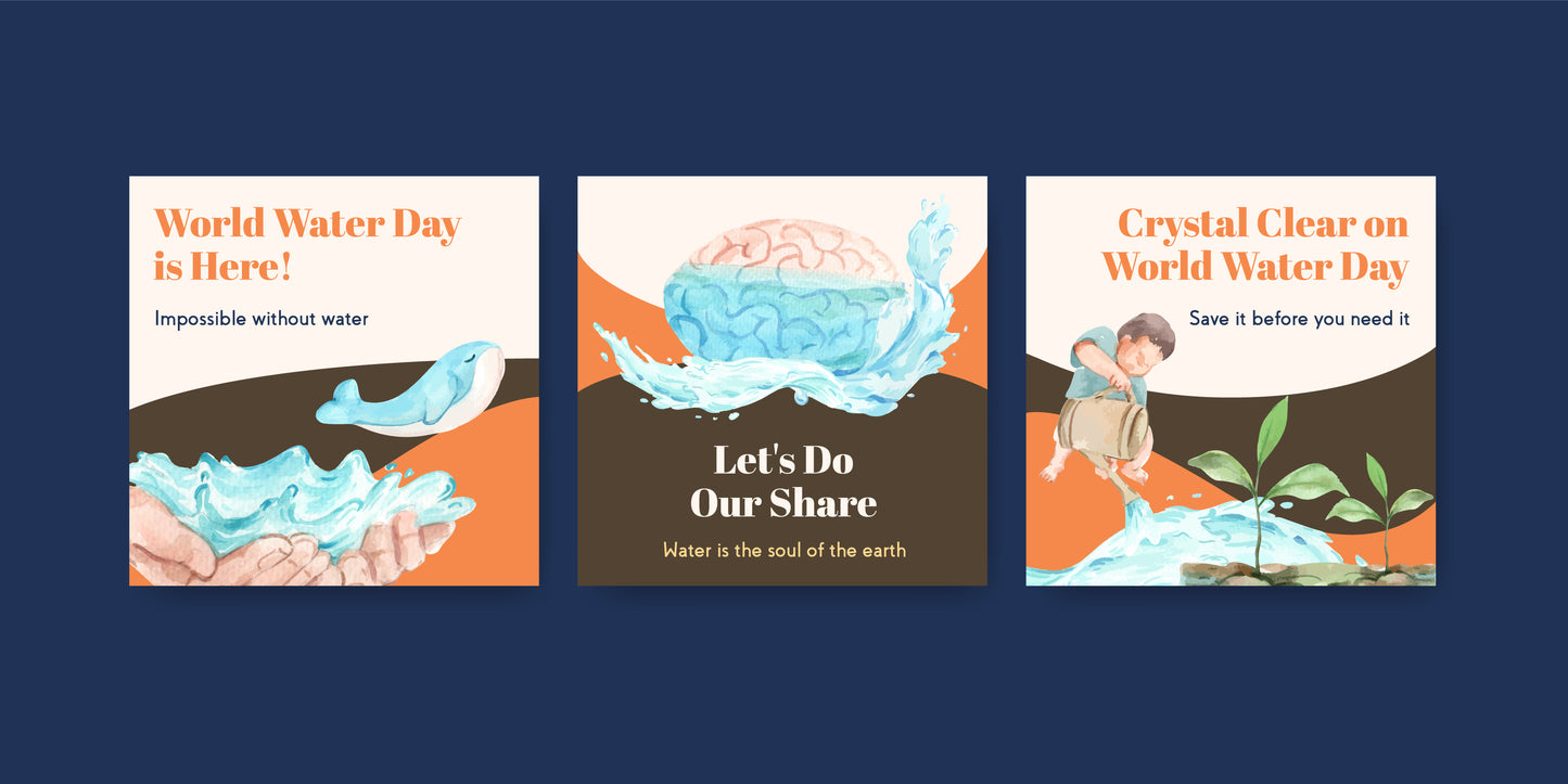 21 World Water Day Poster & Social Media Templates | Printable Water Conservation Awareness Designs