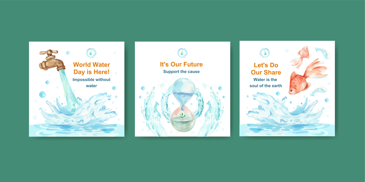 21 World Water Day Poster & Social Media Templates | Printable Water Conservation Awareness Designs