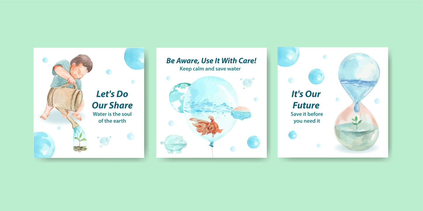 21 World Water Day Poster & Social Media Templates | Printable Water Conservation Awareness Designs