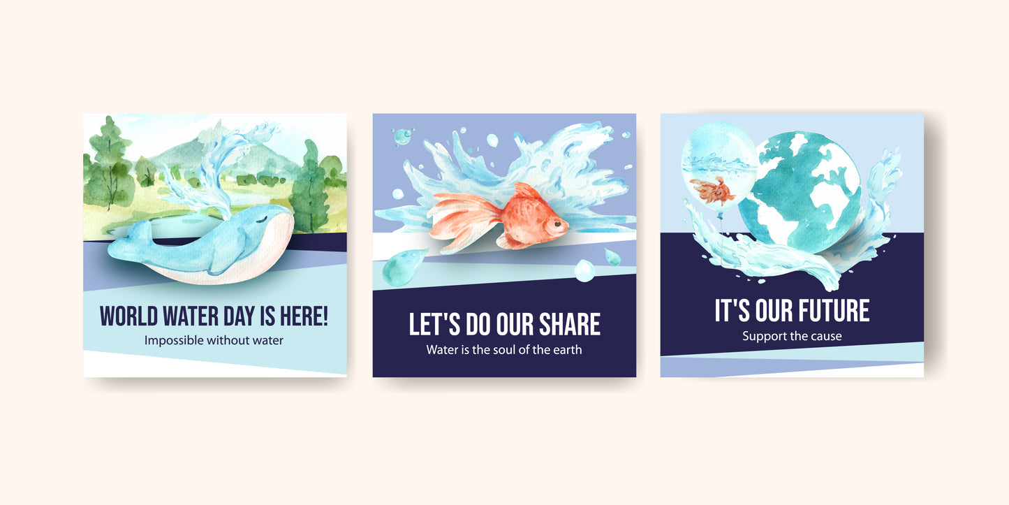 21 World Water Day Poster & Social Media Templates | Printable Water Conservation Awareness Designs
