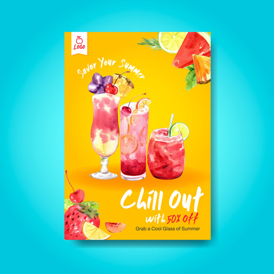 35 Summer Drink Menu & Promo Poster Templates | Printable Beverage Designs for Juice Bars, Cafés & Seasonal Sales