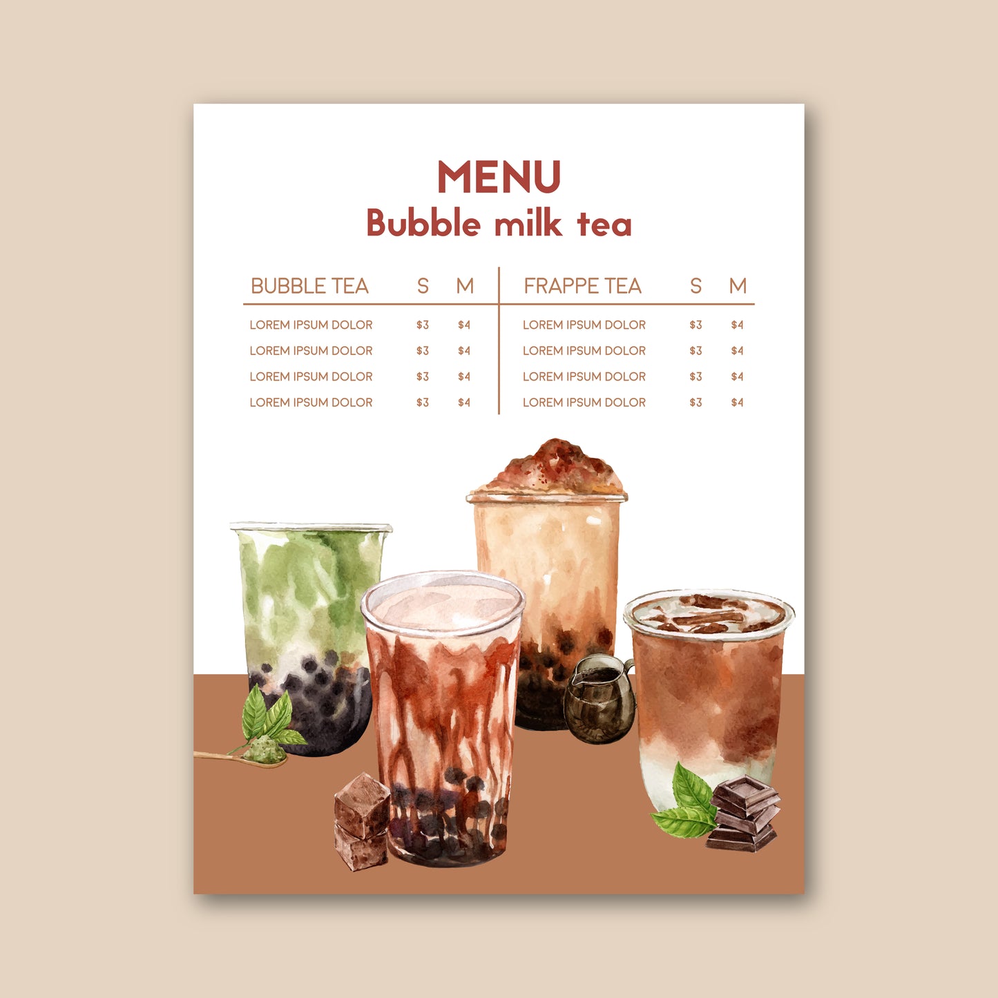 19 Bubble Tea & Coffee Shop Menu Templates | Printable Drink Menu Designs for Milk Tea Bars, Cafés & Takeout