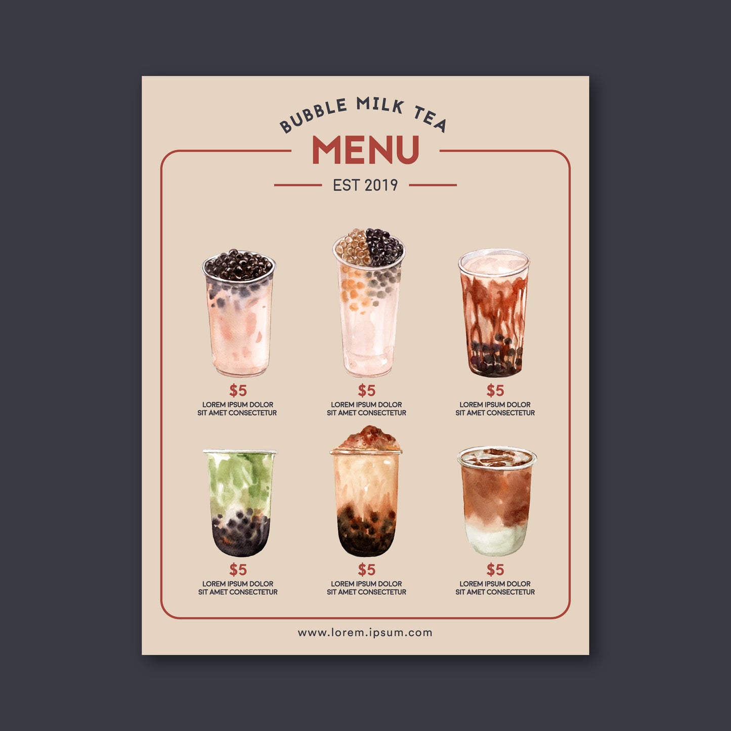 19 Bubble Tea & Coffee Shop Menu Templates | Printable Drink Menu Designs for Milk Tea Bars, Cafés & Takeout