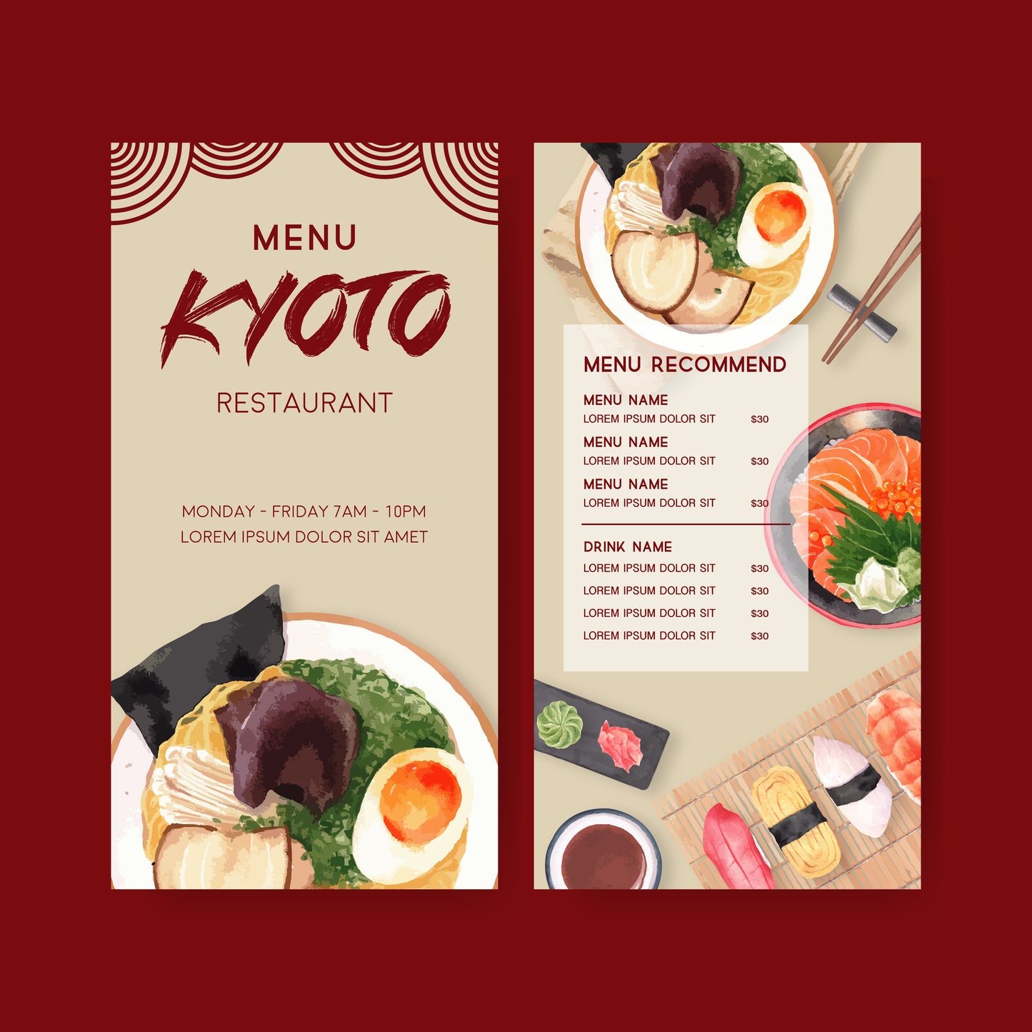50+ Sushi Restaurant Menu Templates | Printable Japanese Menu Design Bundle for Dine-in, Takeout & Promotions